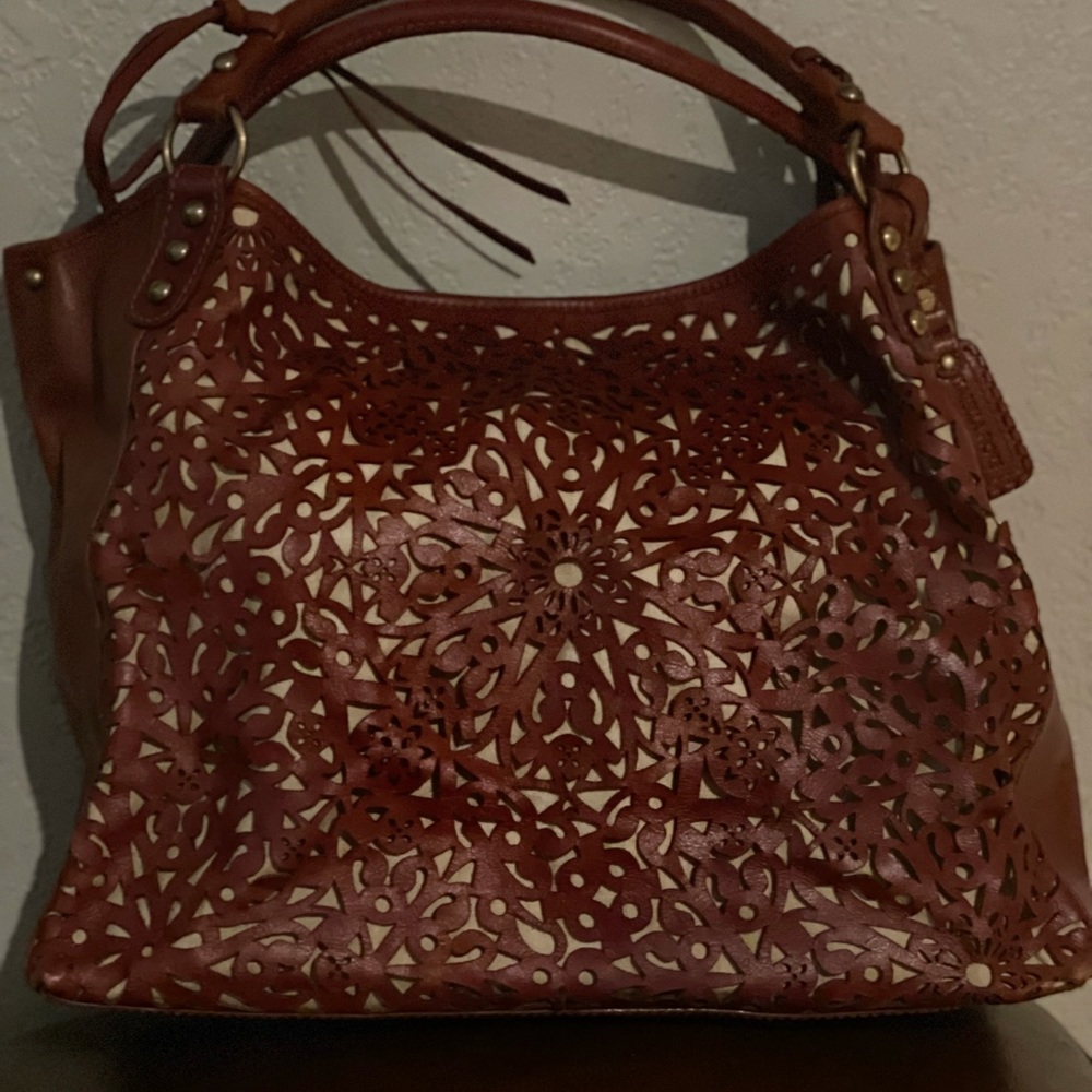 New Isabella Fiori Laser Cut Leather Tote/dust bag